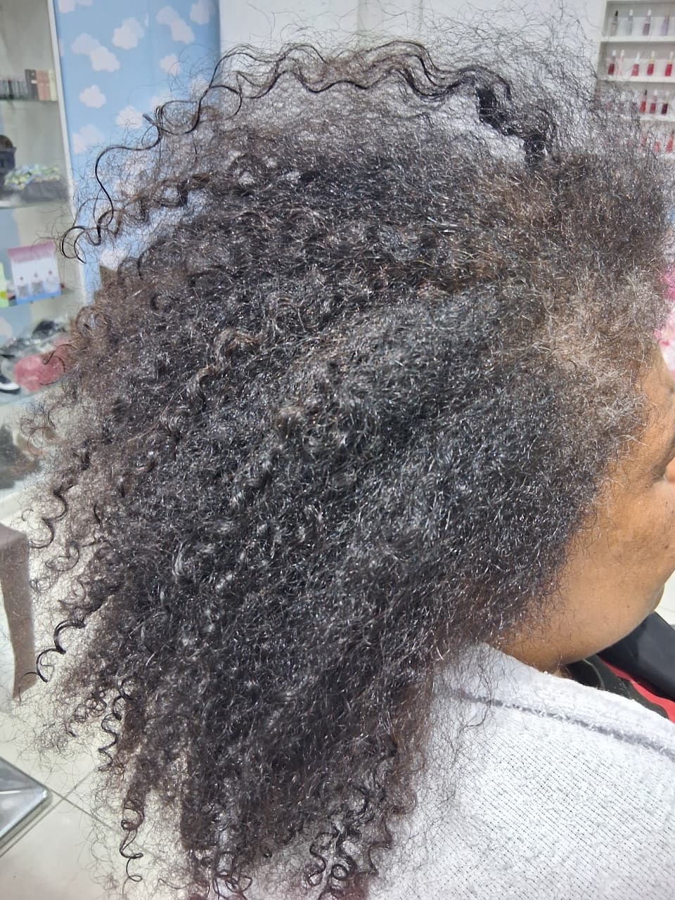 Antes: Cabelo crespo, volume e frizz